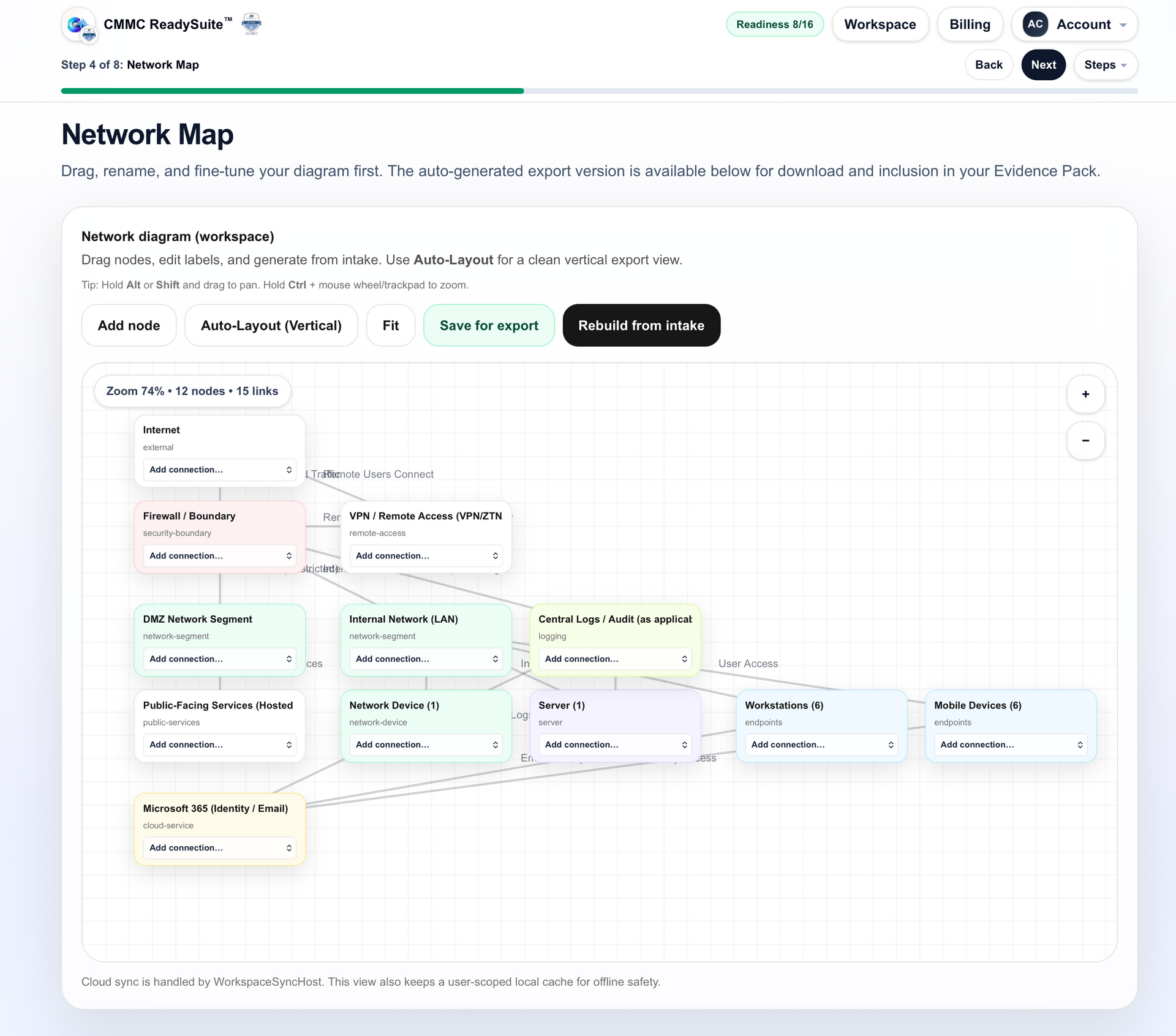 AI network diagram maker — CMMC Pulsar product screenshot